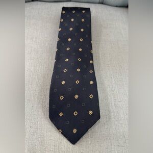 Christian Dior Cravetes Navy and Tan Patterned Tie
